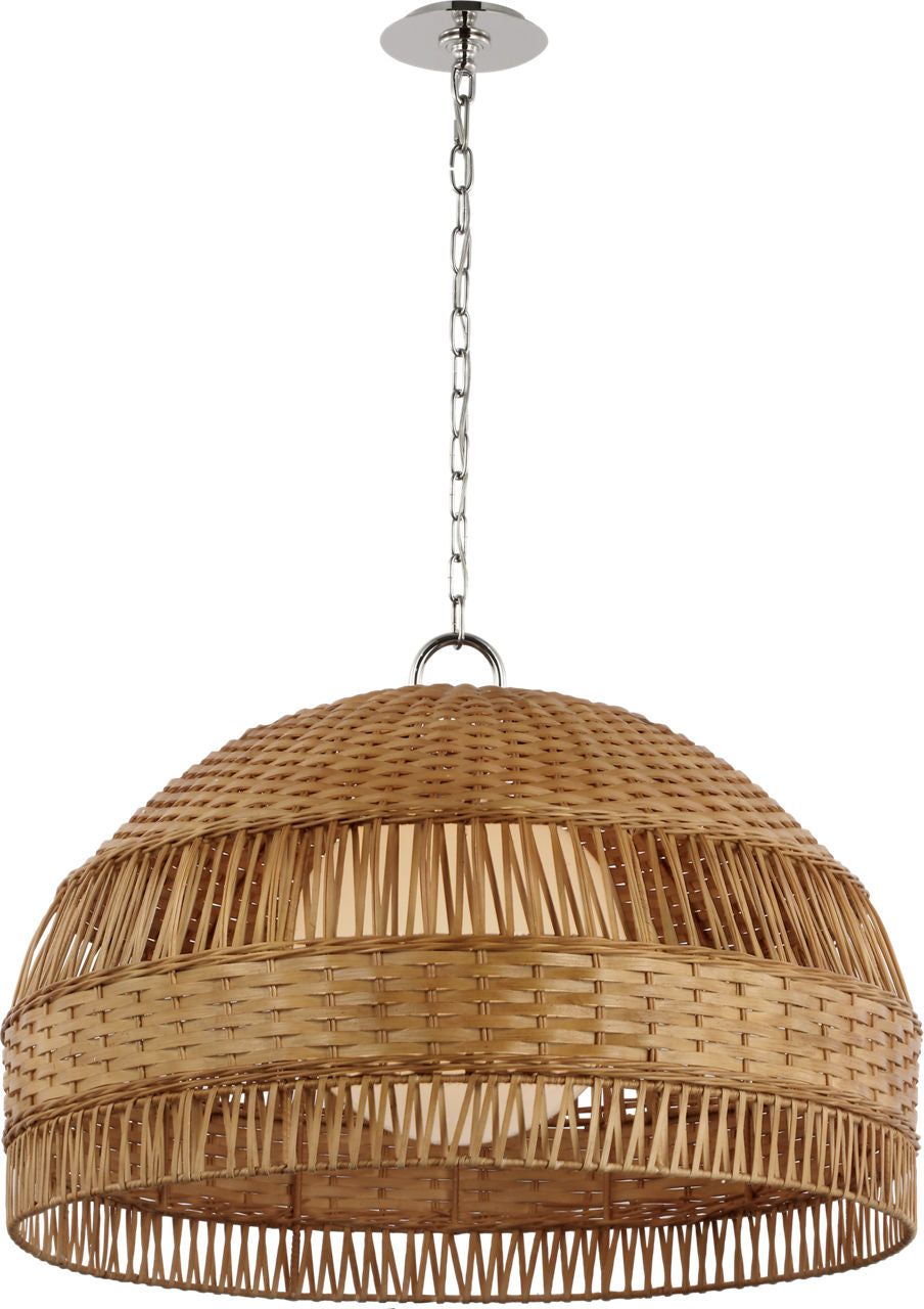 Whit Extra Large Dome Hanging Shade | Polished Nickel and Natural Wicker