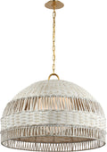 Whit Extra Large Dome Hanging Shade | Soft Brass and White Wicker