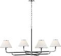 Rigby Grande Chandelier | Polished Nickel and Ebony | Linen Shade
