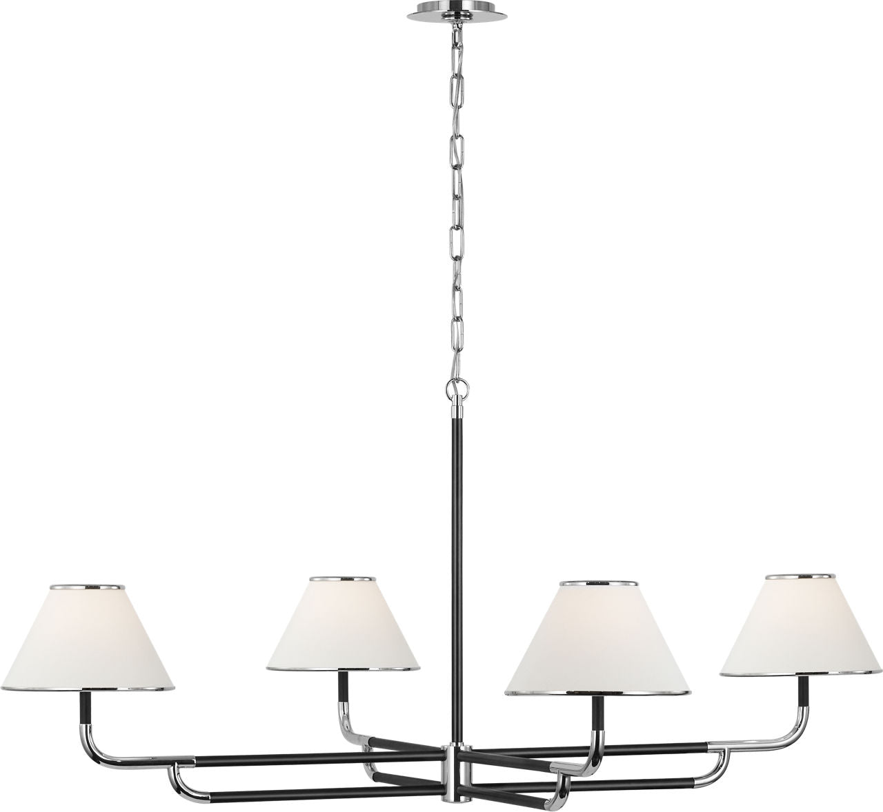 Rigby Grande Chandelier | Polished Nickel and Ebony | Linen Shade