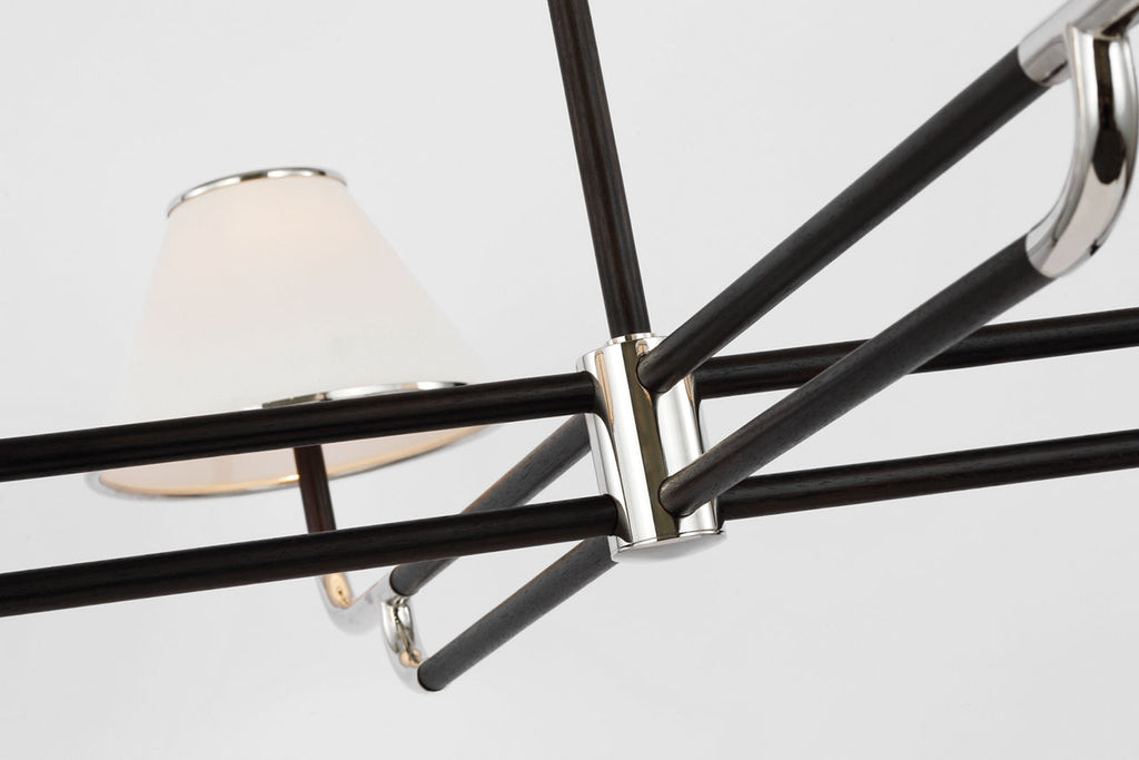 Rigby Grande Chandelier | Polished Nickel and Ebony | Linen Shade