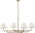 Rigby Grande Chandelier | Soft Brass and Natural Oak | Linen Shade