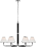 Rigby XL Chandelier | Polished Nickel and Ebony | Linen Shade