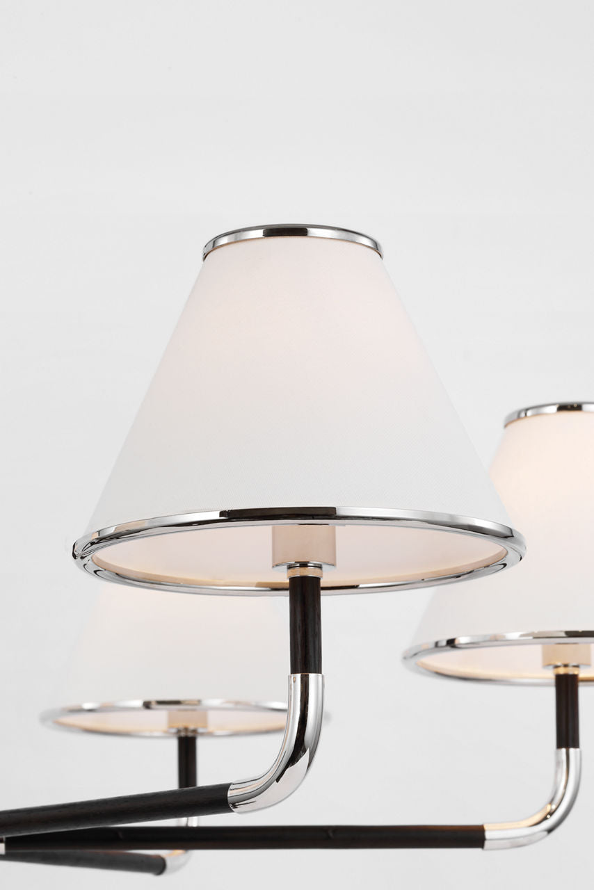 Rigby XL Chandelier | Polished Nickel and Ebony | Linen Shade