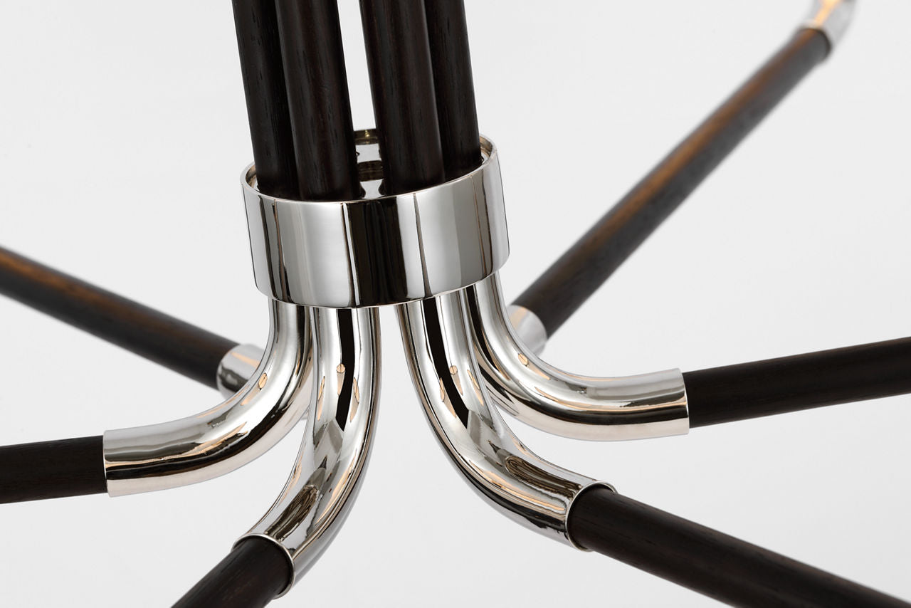 Rigby XL Chandelier | Polished Nickel and Ebony | Linen Shade