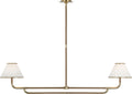 Rigby Large Linear Chandelier | Soft Brass and Natural Oak | Linen Shade