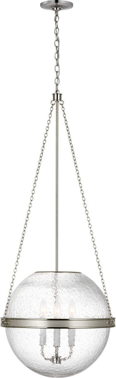 Reese 18" Globe Pendant | Polished Nickel | Clear Restoration Glass