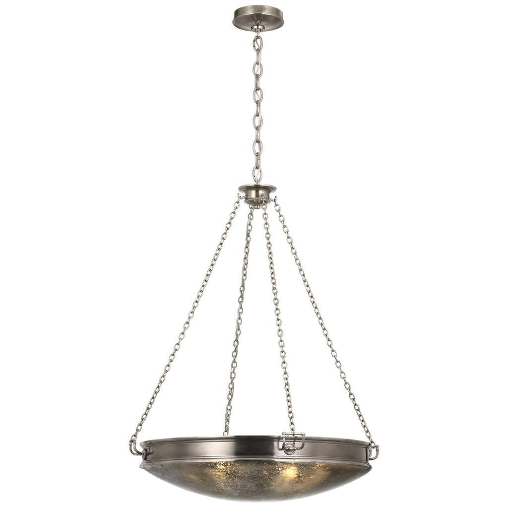 Quinn 28" Chandelier | Pewter | Antique Mercury Glass