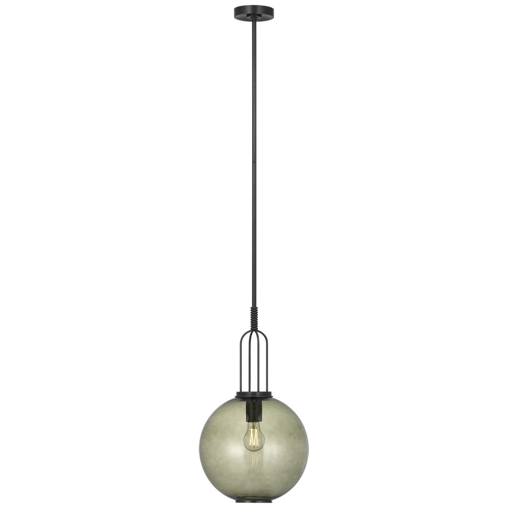 Meir 12" Pendant | Bronze | Smoked Glass