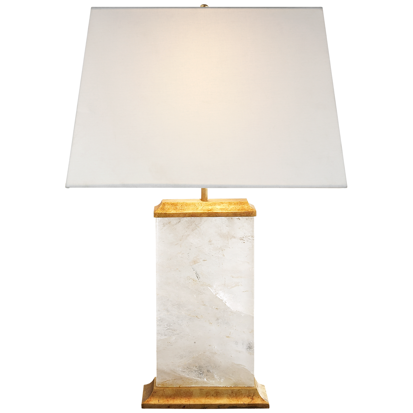 Crescent Table Lamp | Quartz and Antique Gold Leaf | Linen Shade