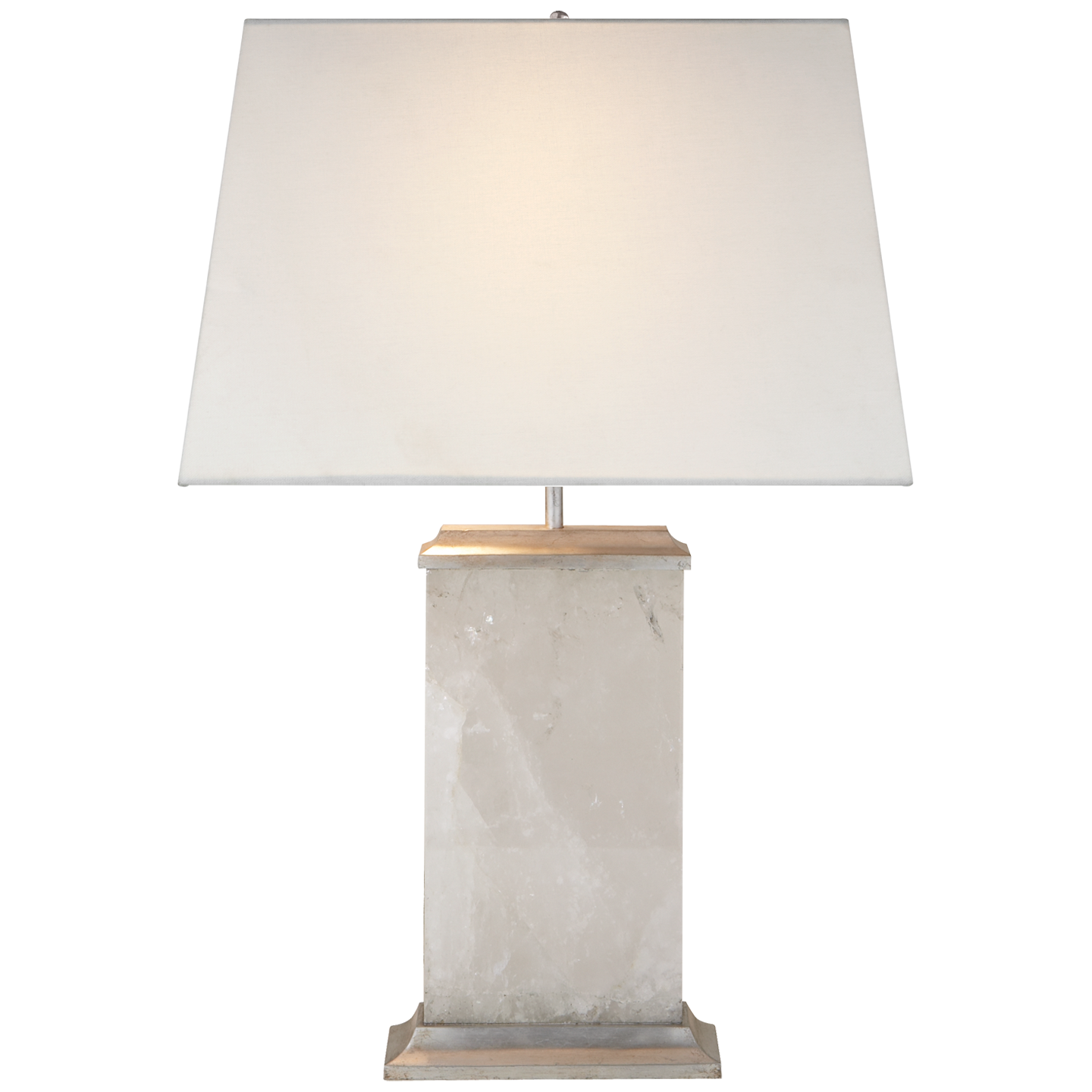 Crescent Table Lamp | Quartz and Antique Silver Leaf | Linen Shade