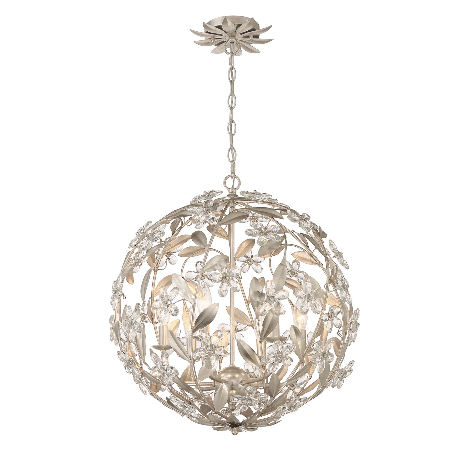 Marselle 22'' Antique Silver Chandelier