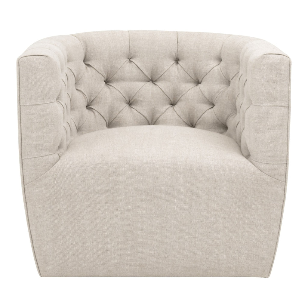 Marcel Swivel Club Chair | Performance Bisque French Linen