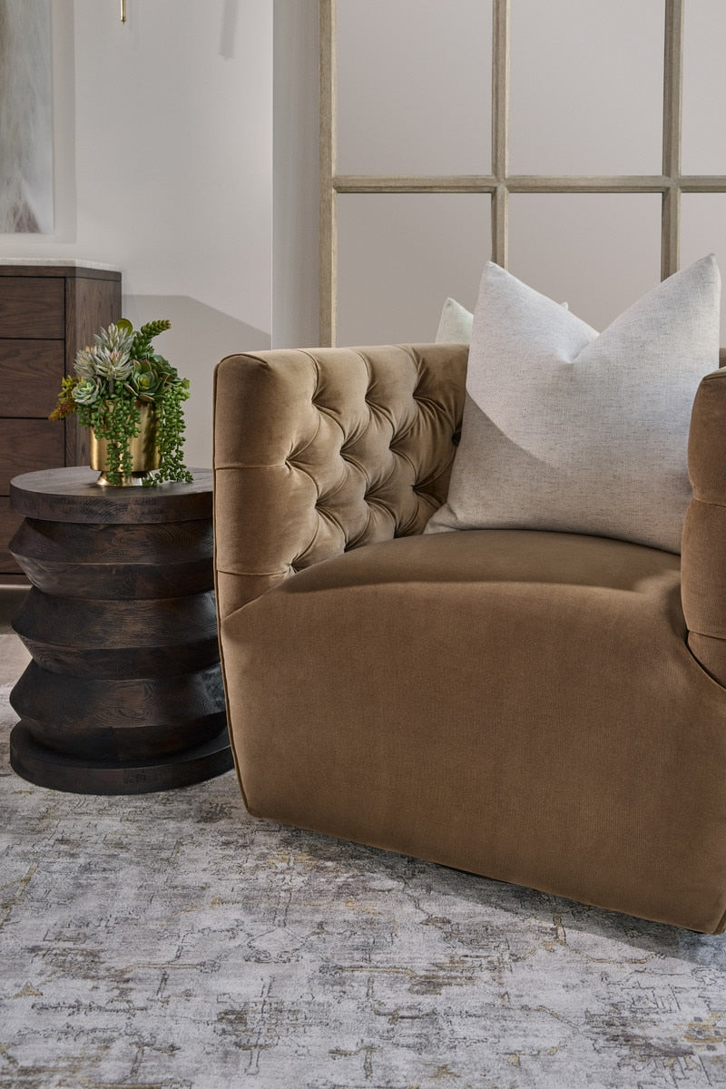 Marcel Swivel Club Chair | Caramel Velvet