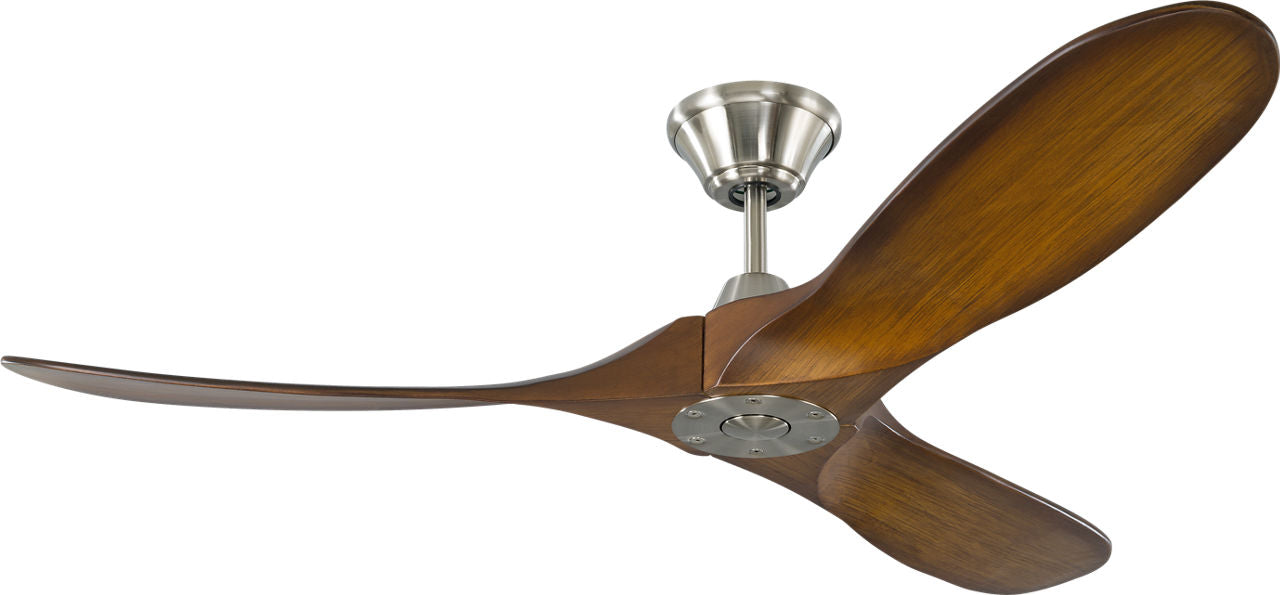 Maverick 52 Ceiling Fan | Brushed Steel | Koa Blades