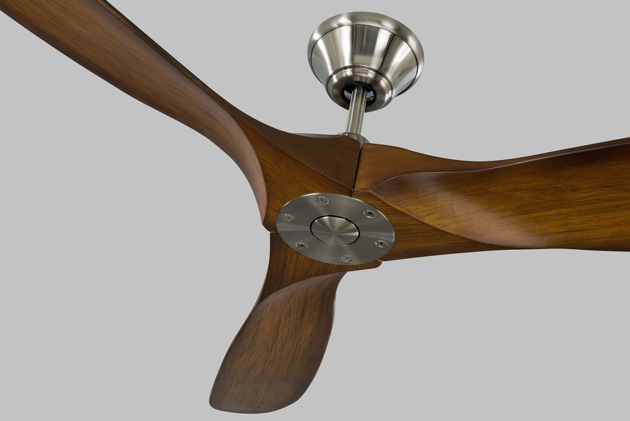 Maverick 52 Ceiling Fan | Brushed Steel | Koa Blades