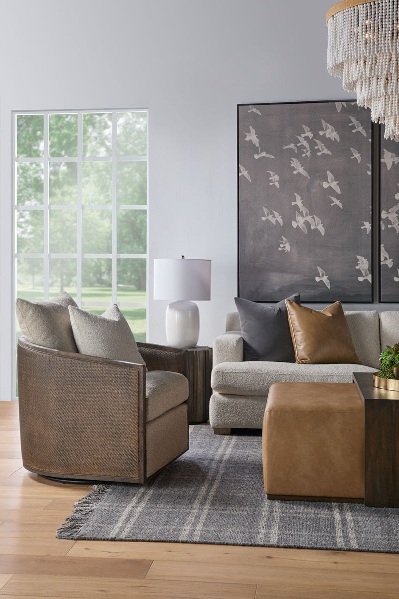 McGuire Swivel Club Chair | Matte Brown Oak