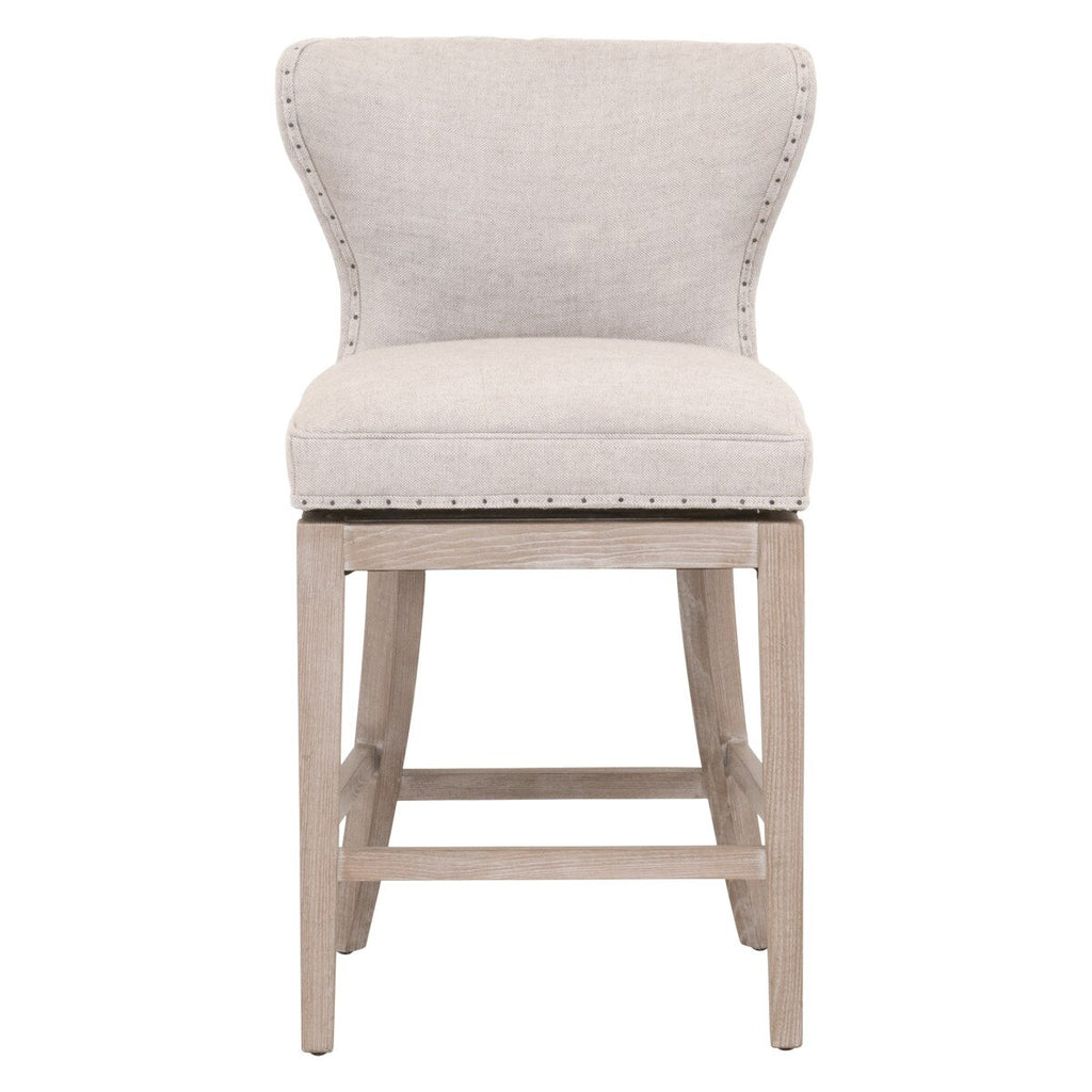 Milton Swivel Counter Stool | Performance Bisque French Linen