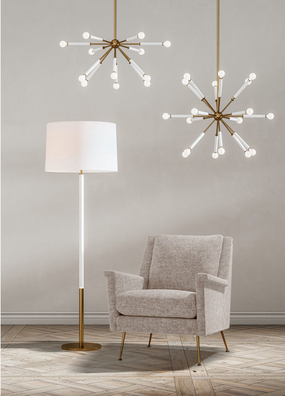 Monroe Large Floor Lamp | Burnished Brass and Glossy White