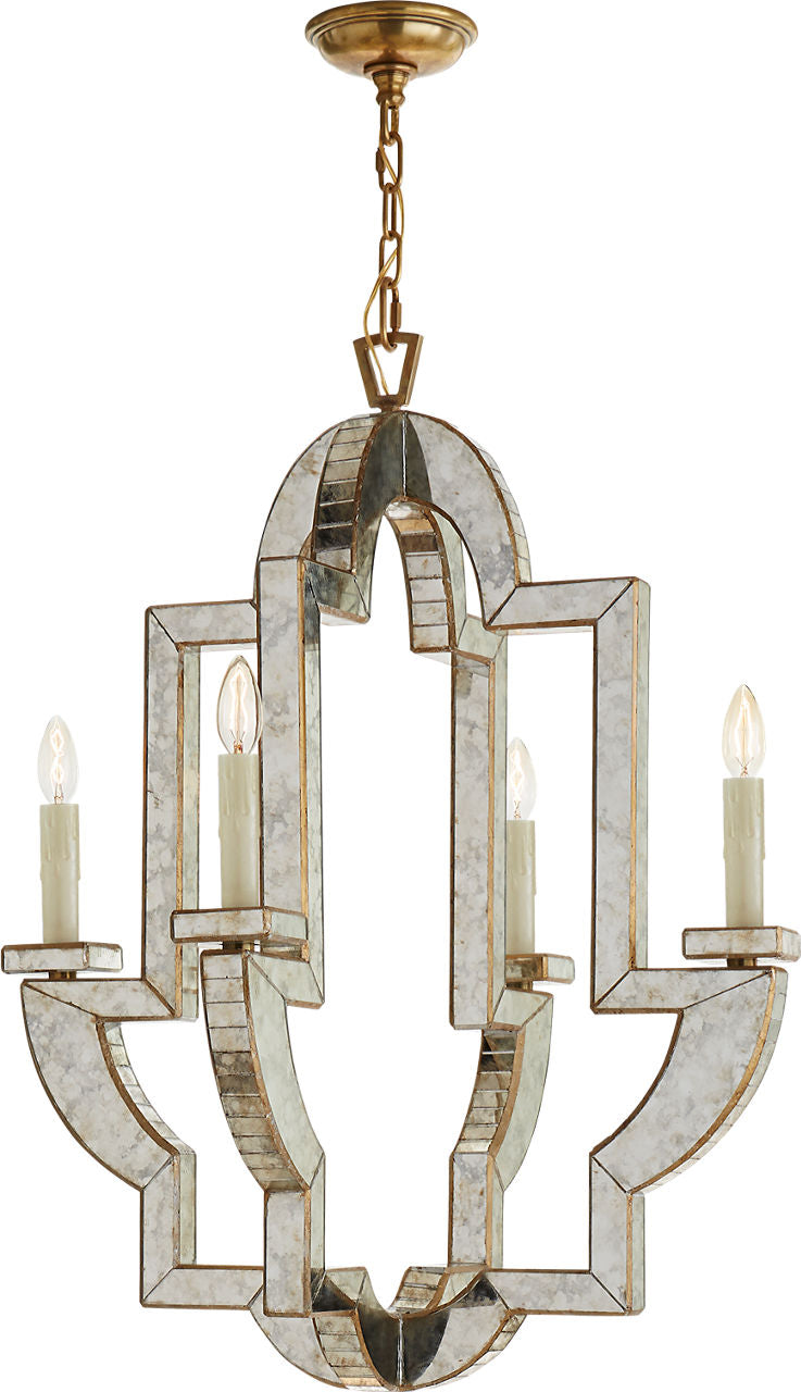 Lido Medium Chandelier | Antique Mirror and Hand-Rubbed Antique Brass