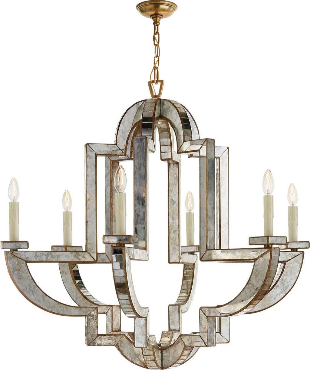 Lido Large Chandelier | Antique Mirror and Hand-Rubbed Antique Brass