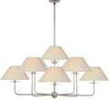 Kelley Large Chandelier | Burnished Silver Leaf | Linen Shades