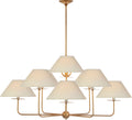 Kelley Large Chandelier | Gilded Iron | Linen Shades