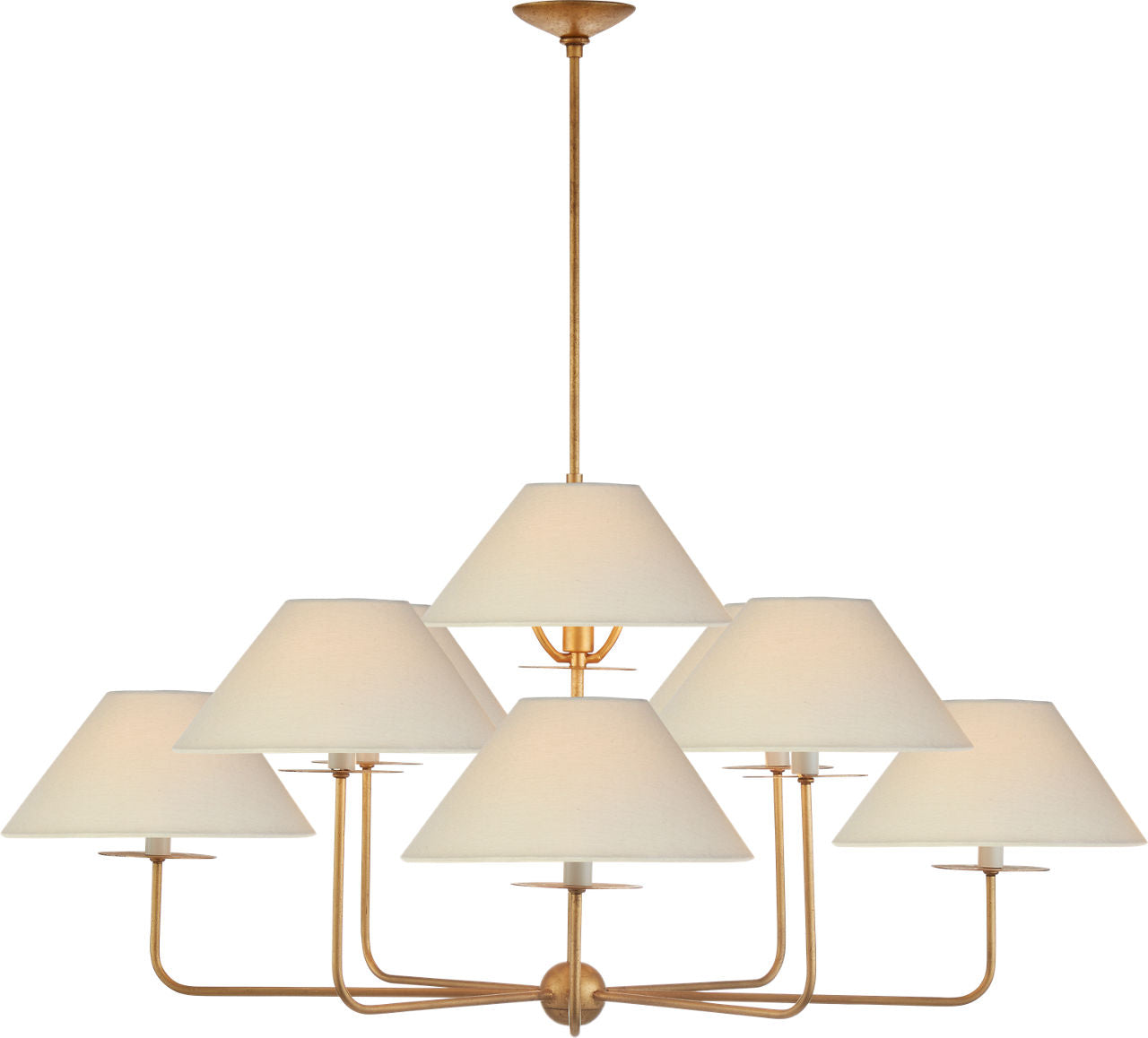 Kelley Large Chandelier | Gilded Iron | Linen Shades