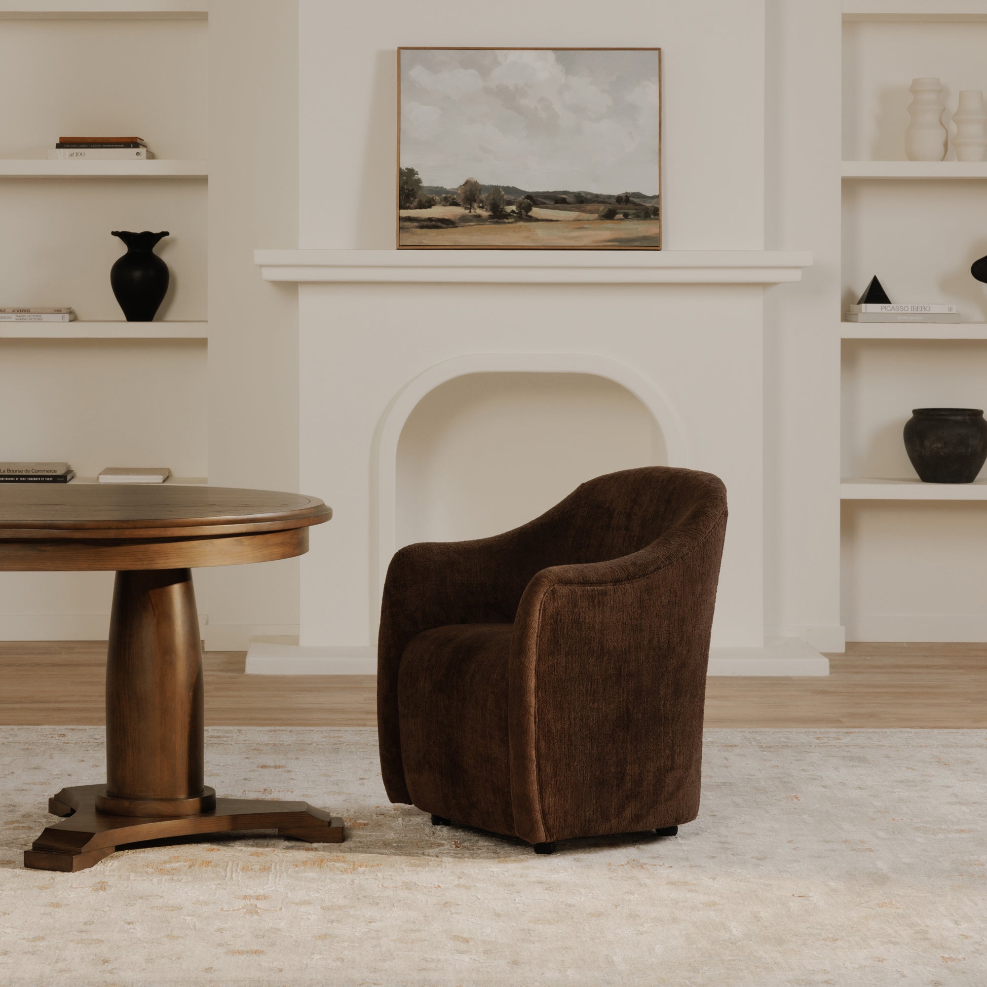 Drava Rolling Dining Chair Dark Brown
