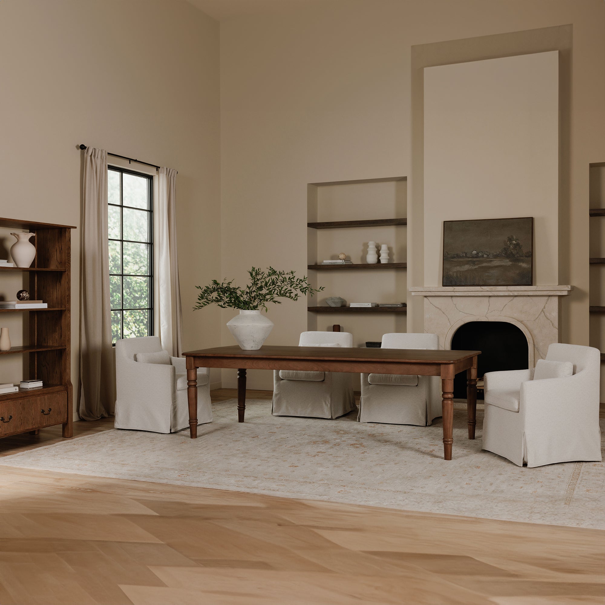 Lydia Slipcover Dining Chair Beige