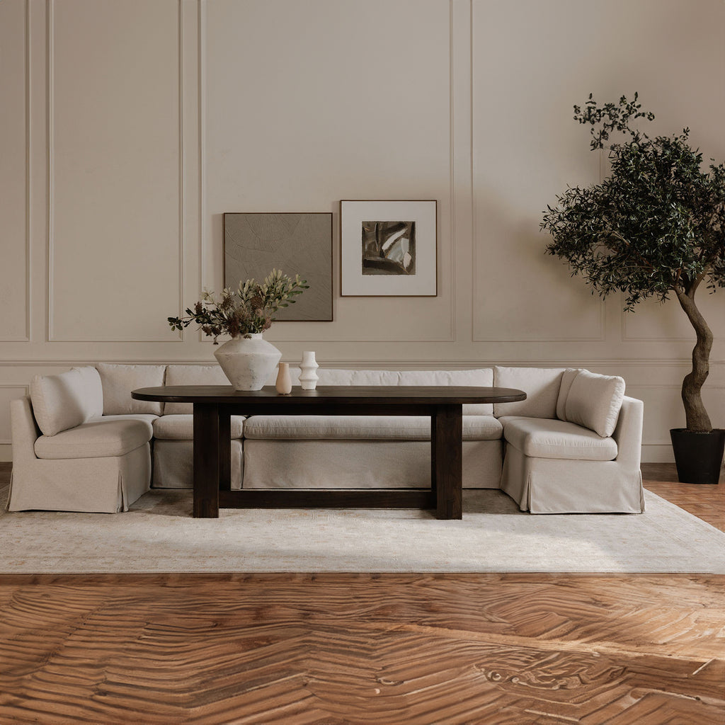 Fable Slipcover Dining Chair and Half Beige