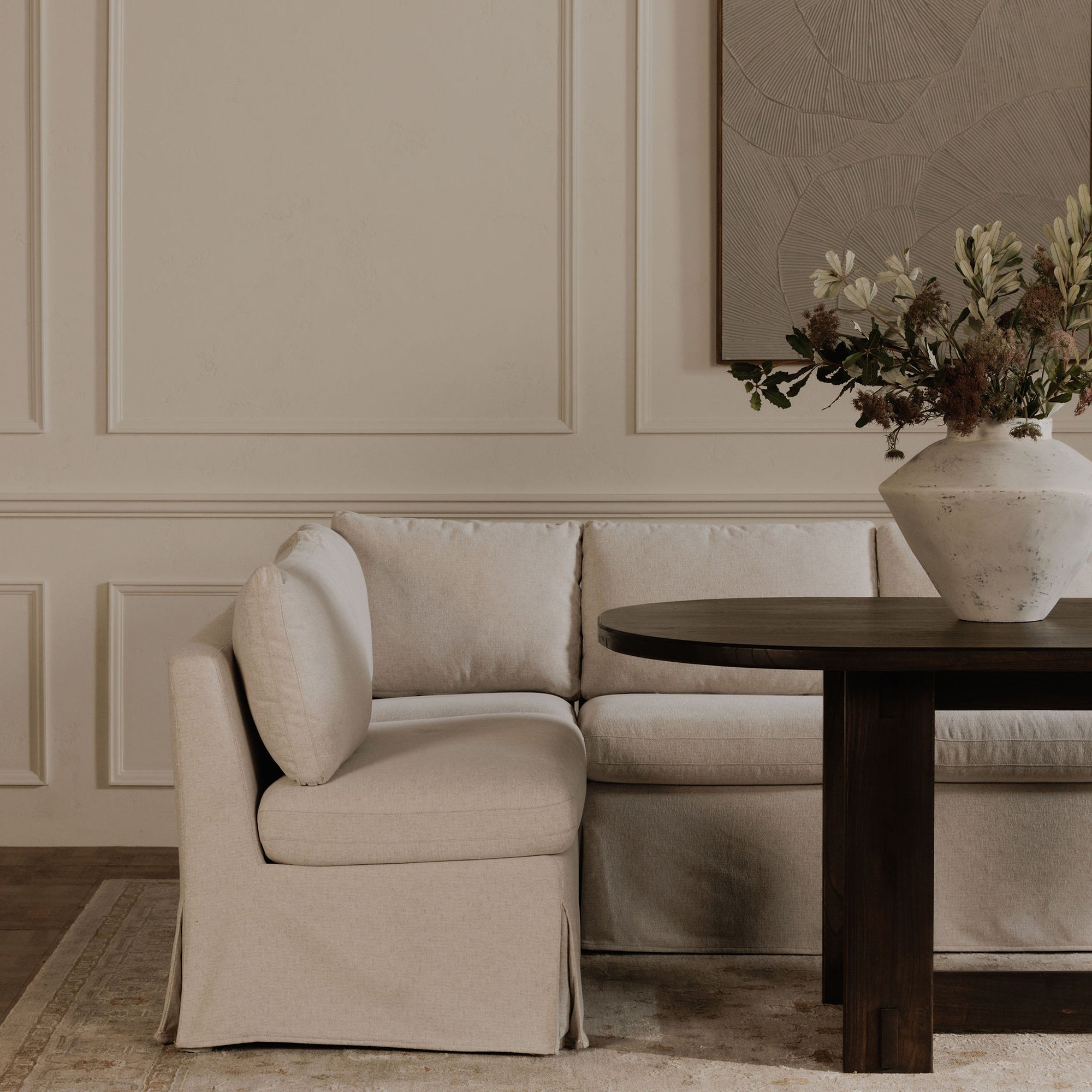 Fable Slipcover Dining Corner Chair Beige