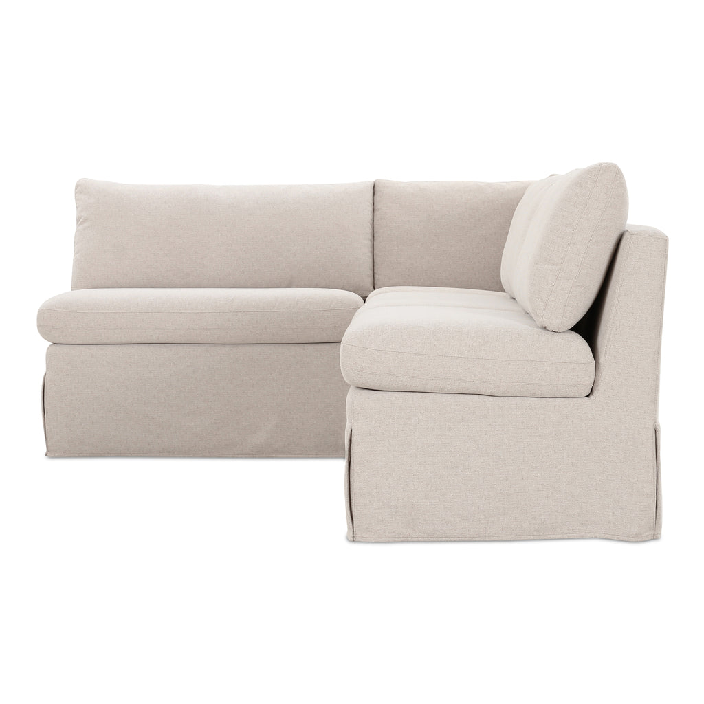 Fable Slipcover Dining Banquette L-Shape Beige 96 in.