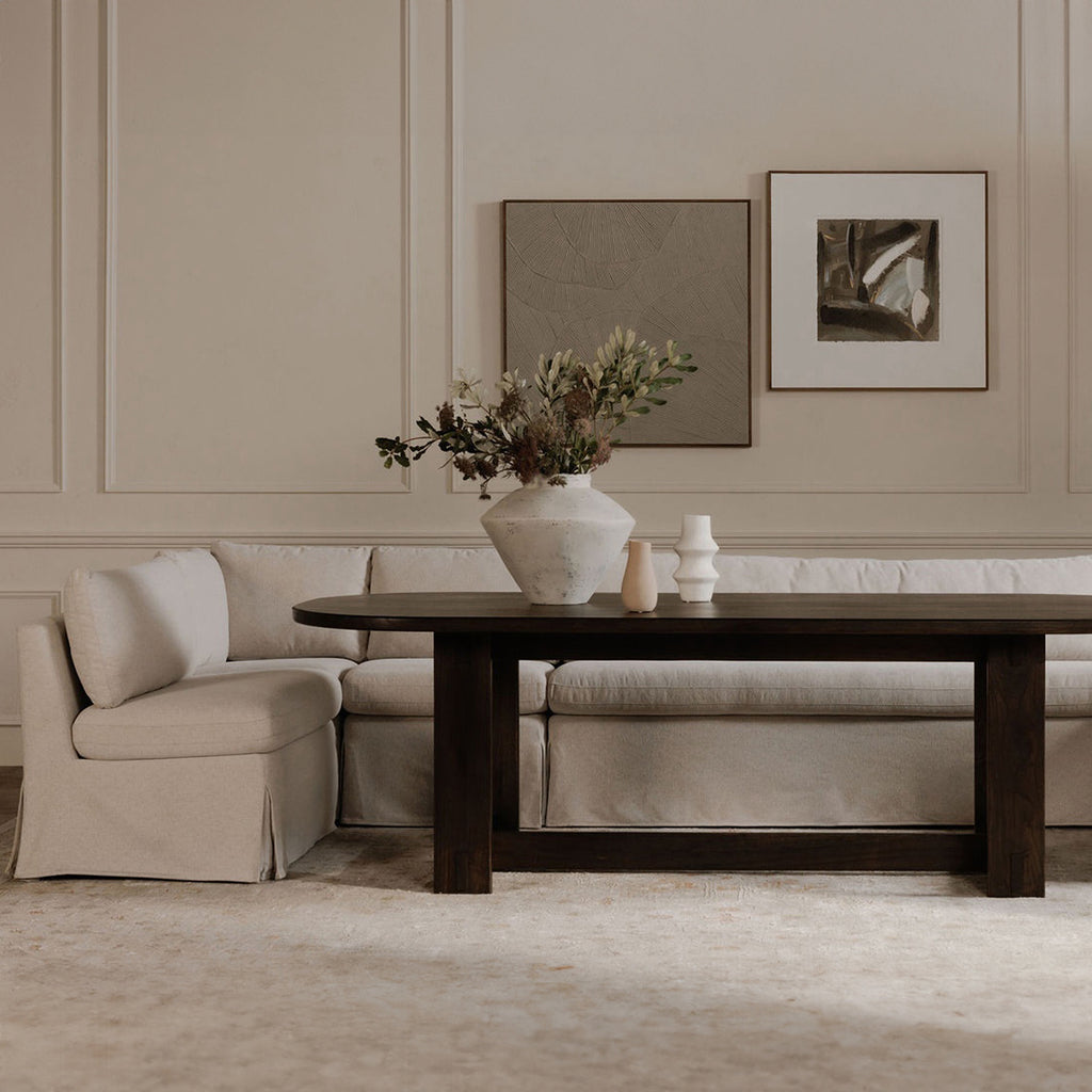 Fable Slipcover Dining Banquette L-Shape Beige 100.5 in.