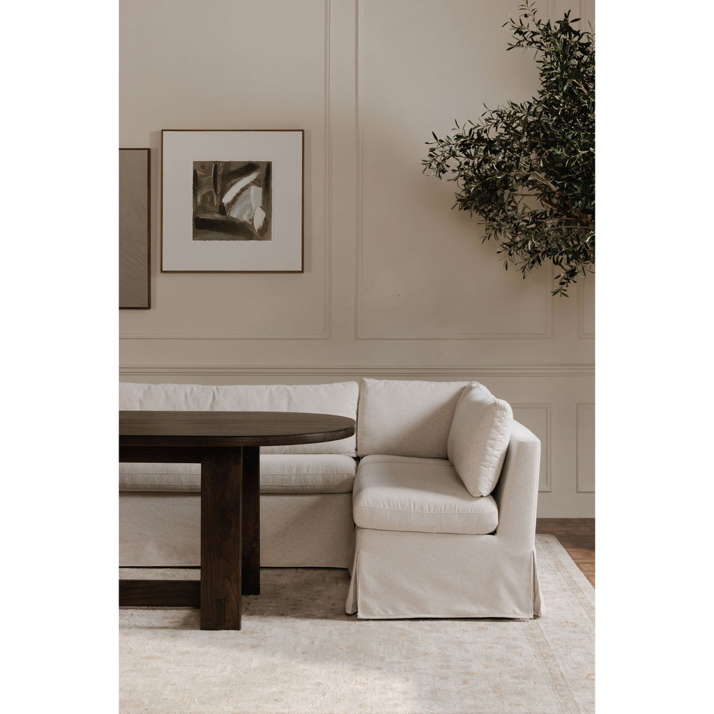 Fable Slipcover Dining Banquette L-Shape Beige 125.5 in.