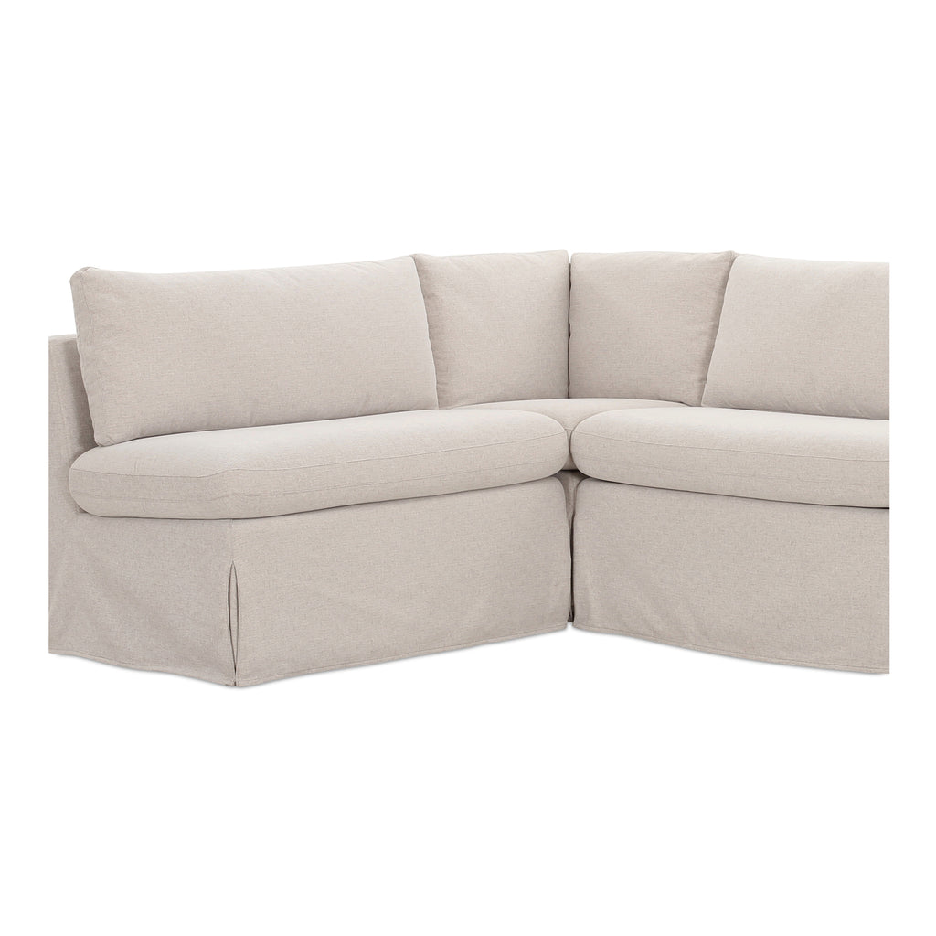 Fable Slipcover Dining Banquette L-Shape Beige 125.5 in.