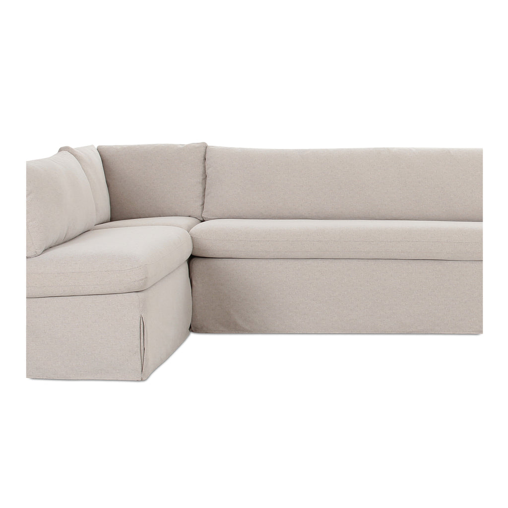 Fable Slipcover Dining Banquette L-Shape Beige 139.5 in.