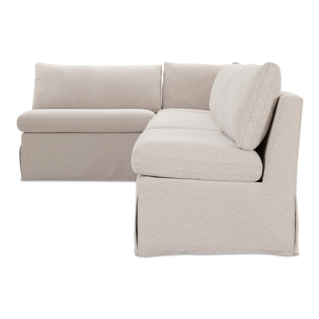 Fable Slipcover Dining Banquette L-Shape Beige 139.5 in.
