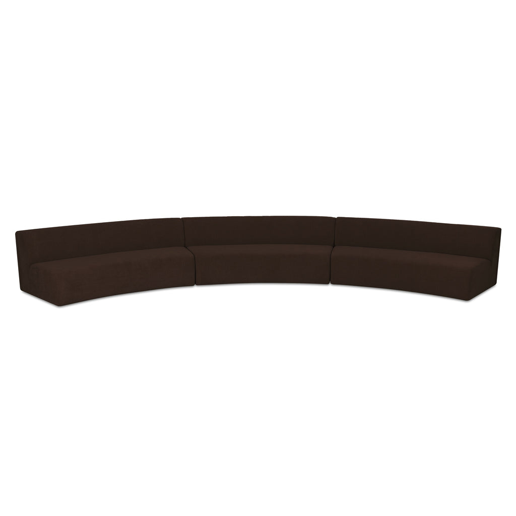 Naomi 3 Piece Concave Modular Sectional Dark Brown