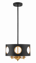 Odelle 14'' Black + Antique Gold Chandelier