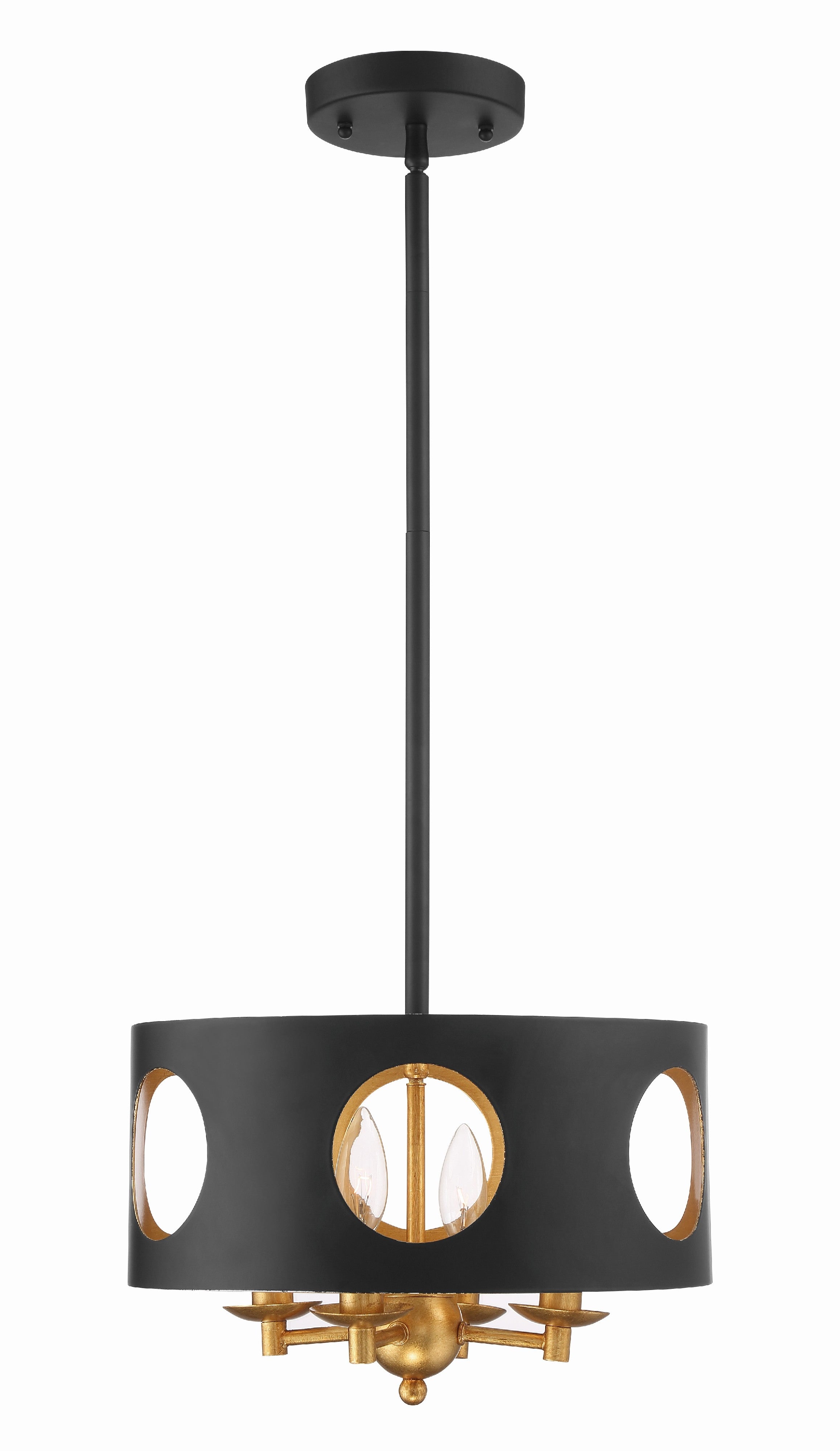 Odelle 14'' Black + Antique Gold Chandelier