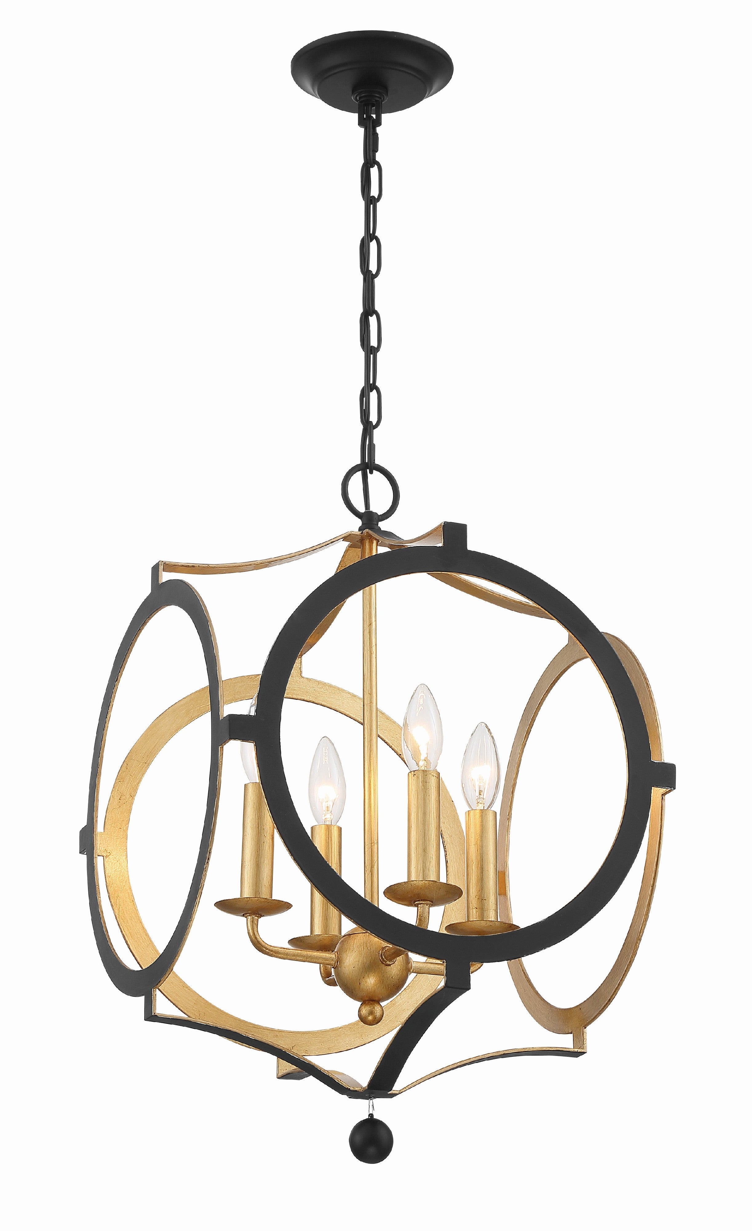 Odelle 20'' Black + Antique Gold Chandelier