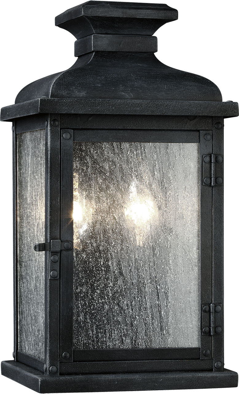 Pediment Small Lantern Dark Weathered Zinc
