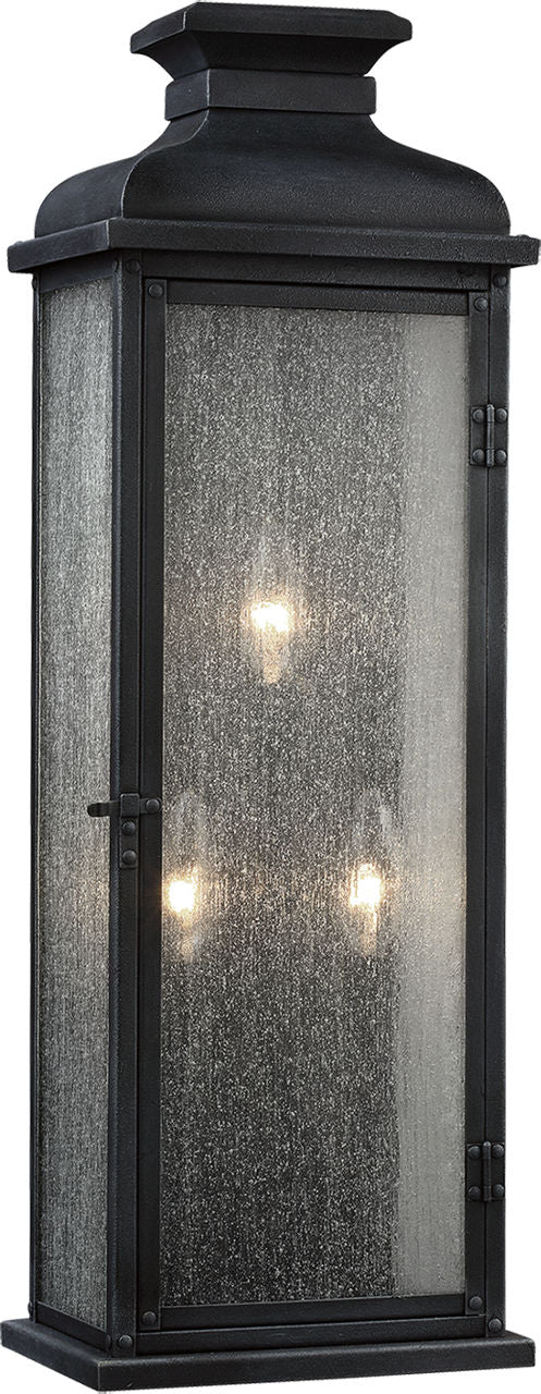 Pediment Large Lantern Dark Weathered Zinc
