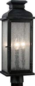 Pediment Post Lantern Dark Weathered Zinc