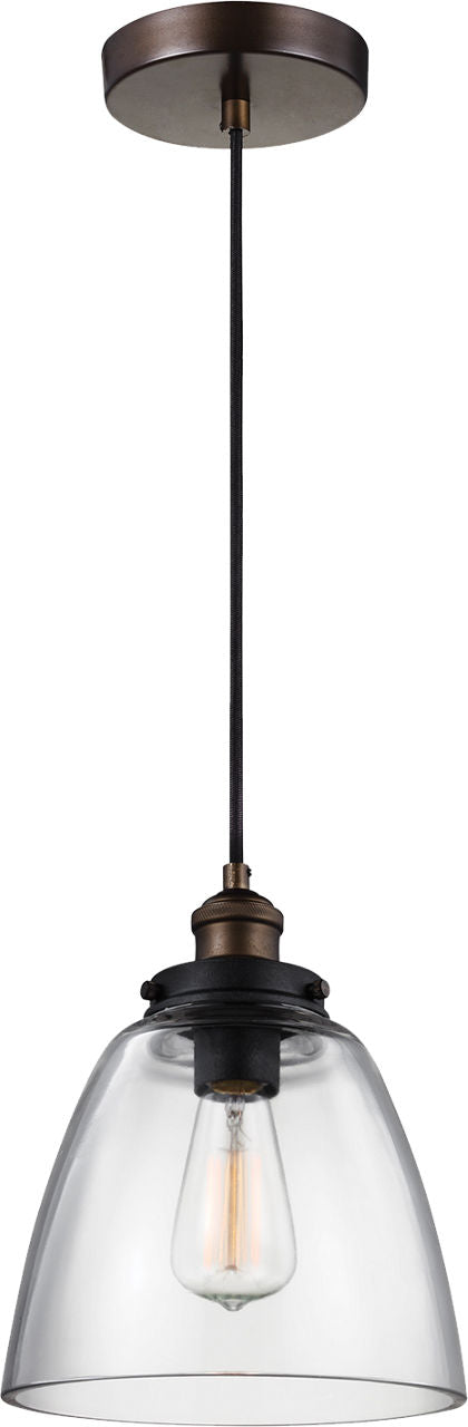 Baskin Dome Pendant | Painted Aged Brass / Dark Weathered Zinc