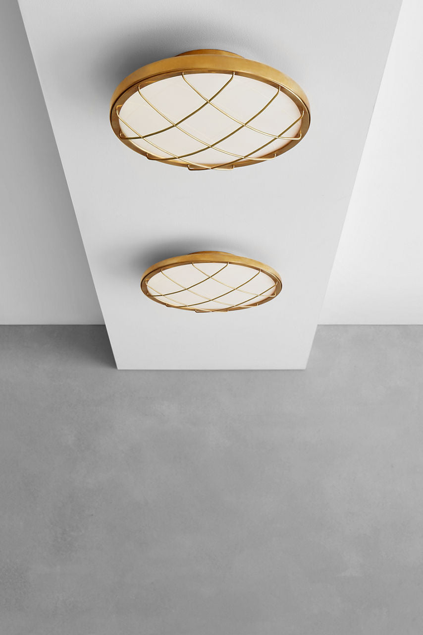 Dot 13" Caged Flush Mount | Natural Brass