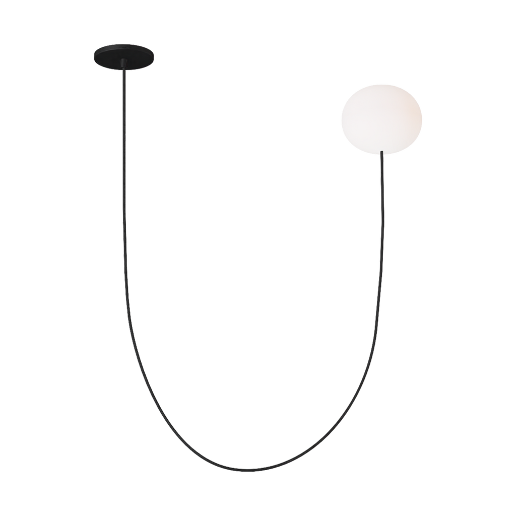 Helium Small 1 Light Chandelier Opal Etched Matte Black 2700K 90 CRI
