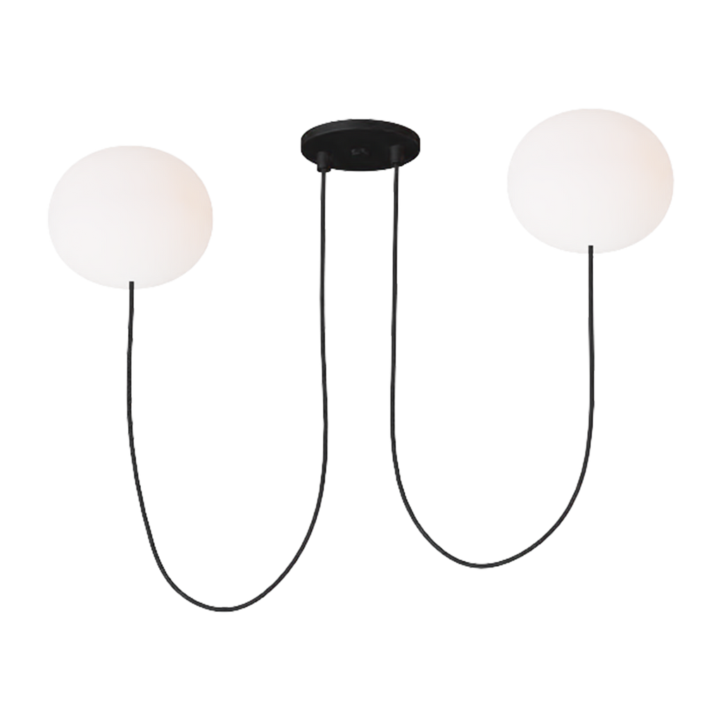 Helium Small 2 Light Chandelier Opal Etched Matte Black 2700K 90 CRI