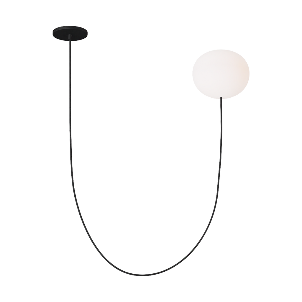 Helium Medium 1 Light Chandelier Opal Etched Matte Black 2700K 90 CRI